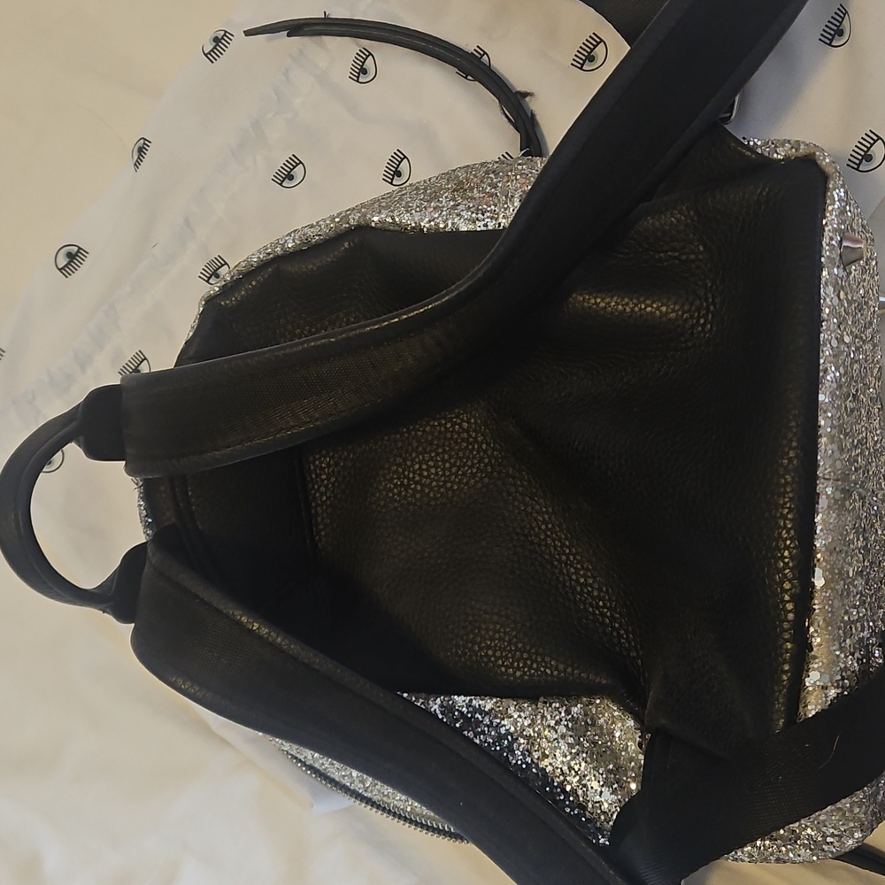 Chiara Ferragni Silver Glitter Eye Backpack - Picture 8 of 14